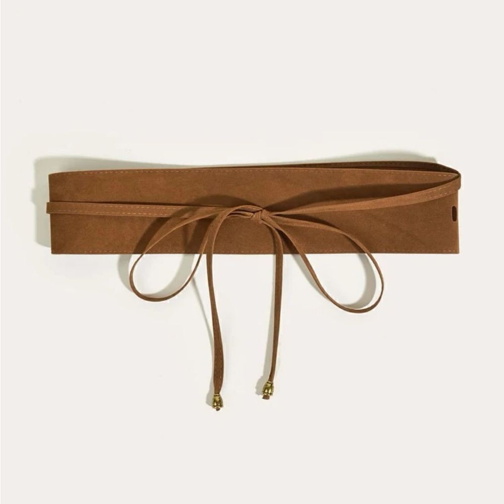 Anthropologie Tan Suede Belt with Gold Tips